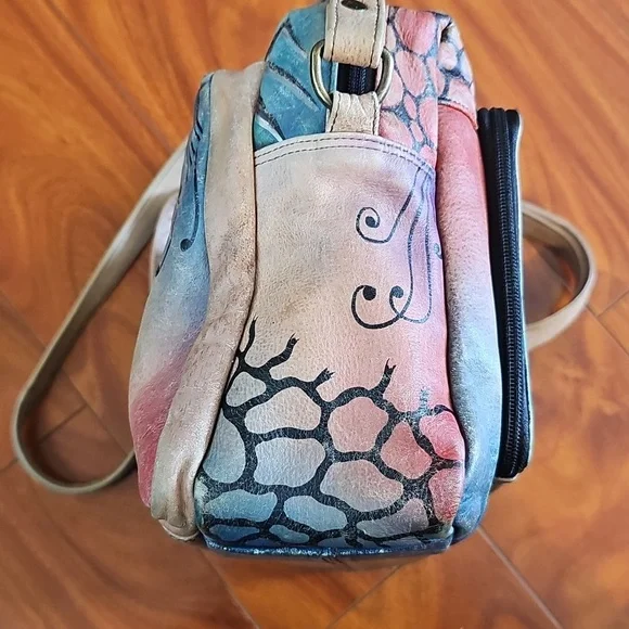 Anna By Anuschka Hand Painted Floral Shoulder Crossbody Leather Bag - Picture 5 of 16